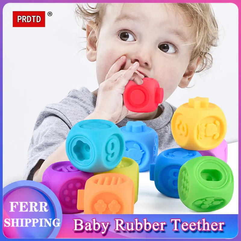 

Baby Soft Toys Naissance Silicone Educational Building Blocks 3D Hanging Ball Babies Rubber Teethers Squeeze Bath Toy Birth Gift