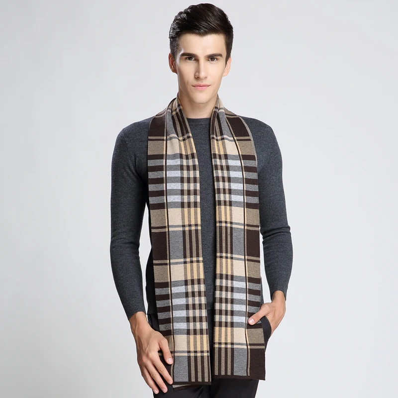 Fashion Winter Men Scarf Hot Sale Thicked Warm Man&#39;s Wool Blend Scarf Plaid Scarf For Man Winter ...