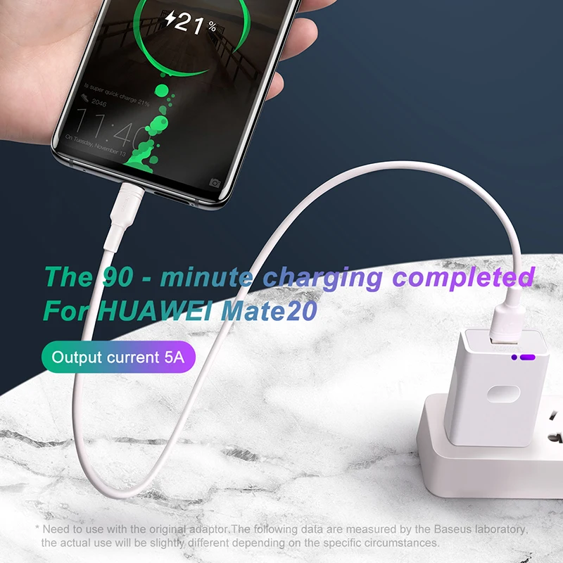 Baseus 5A USB Type C кабель для Huawei Mate 30 P30 супер быстрая зарядка 3 0 Быстрая код