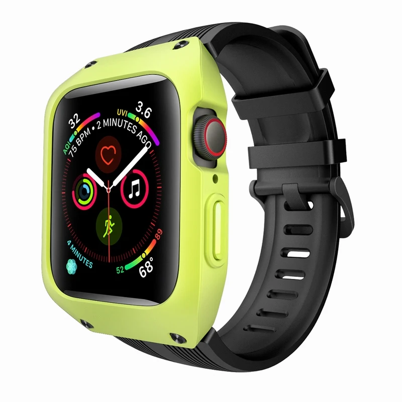 Спортивный силиконовый ремешок с защитным чехлом для Apple Watch Series 4 44 мм повседневные силиконовые Ремешки для наручных часов для IWatch 4 44 мм