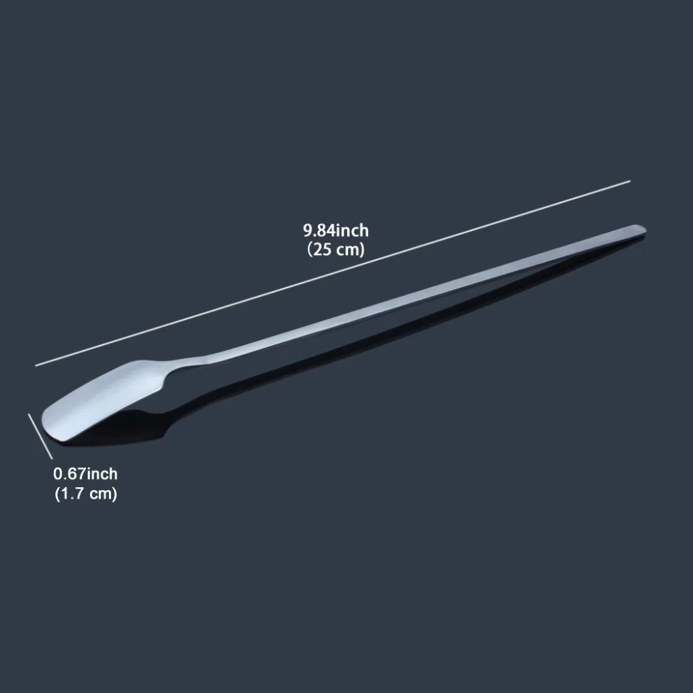 Stainless Steel Mixing Spoons Long Ice Scoops Polishing Dessert Coffee Tea Spoons (5)