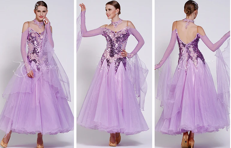 Настраиваемое освещение фиолетовый для взрослых бальное фокстрот быстрый шаг Танго современное Танго вальс-конкурс танцевальное платье