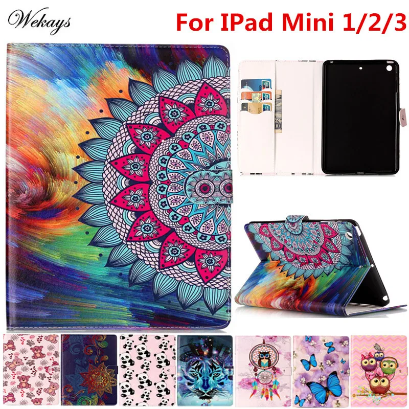 

Wekays For Apple IPad Mini 1/2/3 Cartoon Oil Leather Flip Fundas Case For Coque IPad Mini 1 2 3 Tablet Cover Cases Kids Children