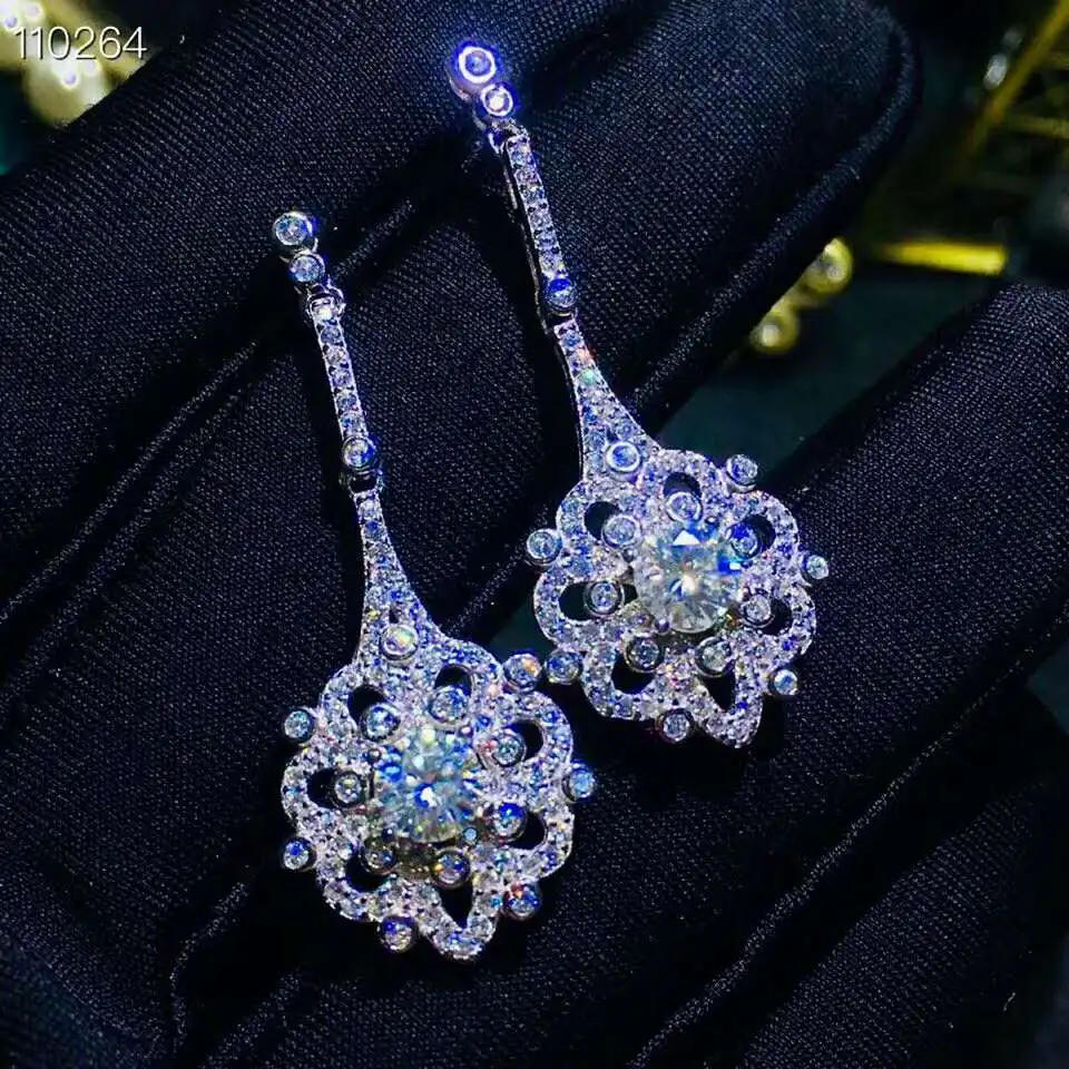 Блестящий! Moissanit серьги-гвоздики с бриллиантами, серебро 925 пробы, модные ювелирные украшения для женщин, свадебные серьги с белым драгоценным камнем