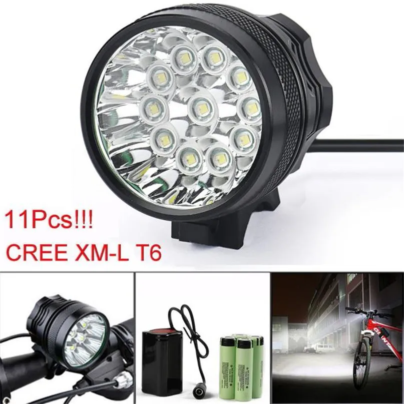 

28000LM 11 x CRE XM-L T6 LED 6 x 18650 Bicycle Cycling Light Waterproof Lamp Set with Headband Battery Pack #2A28 *