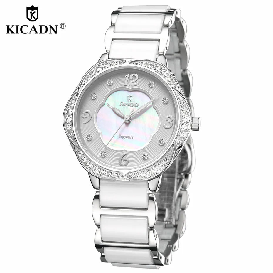 

Montre Femme Ladies Luxury Watch Fashion Ceramic Quartz Wristwatch Women White Clock KICADN Top Brand New Design Female Watches