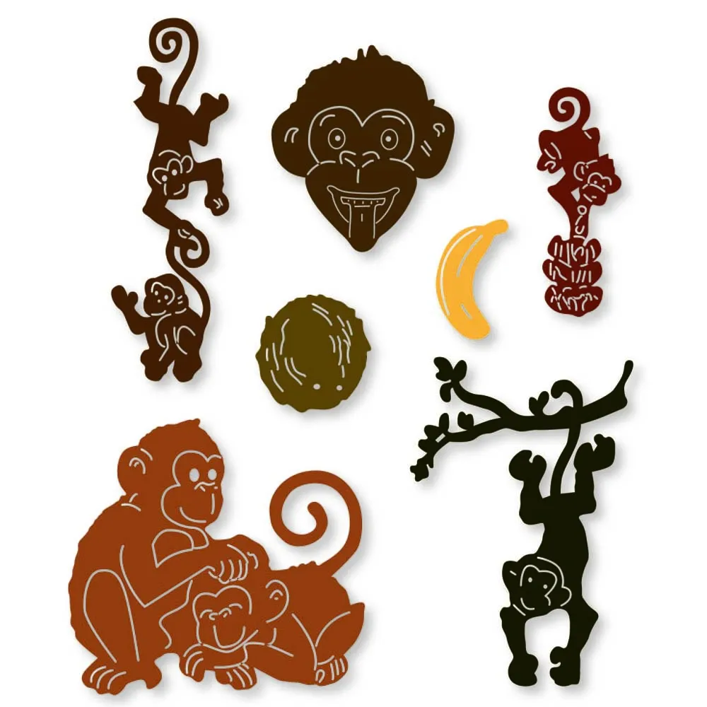 

Baby Monkey Banana Frame metal cutting dies Stencil for DIY Scrapbook Album Paper Card Decorative Craft dies Embossing Dies Cuts