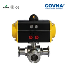 DN80 3 дюйма L Тип Пневматический 3 ходовой шаровой кран санитарный шаровой кран, одно действие