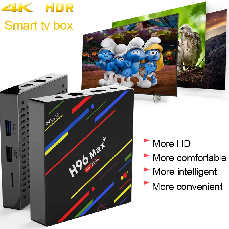 H96 MAX Plus Smart TV Box Android 8.1 TVBox 4 gb di Ram 32 gb di Rom Rockchip RK3328 1080 p 4 k H.265 USB3.0 IP TV Set top box