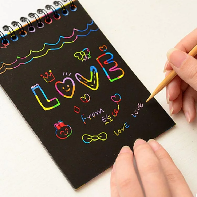 Merssavo 5pcs feuilles magique Scratch Art peinture livre papier coloré éducatif jouets jouant 