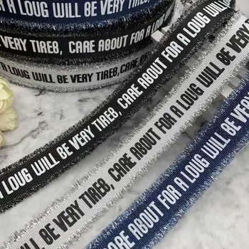 

2M/lot New Stitch Denim Ribbon Garment Bow Accessories with Letter stripes webbing DIY Clothing Sewing Accessories Jeans fabric