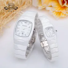 business woman Man Watches ceramics black white women men Wristwatches quartz waterproof diamond clocks Japanese movement