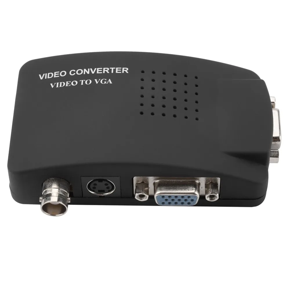 

BNC to VGA Video Converter Composite S video Input to PC VGA Out Adapter Converter Switch Box for PC MACTV Camera DVD DVR