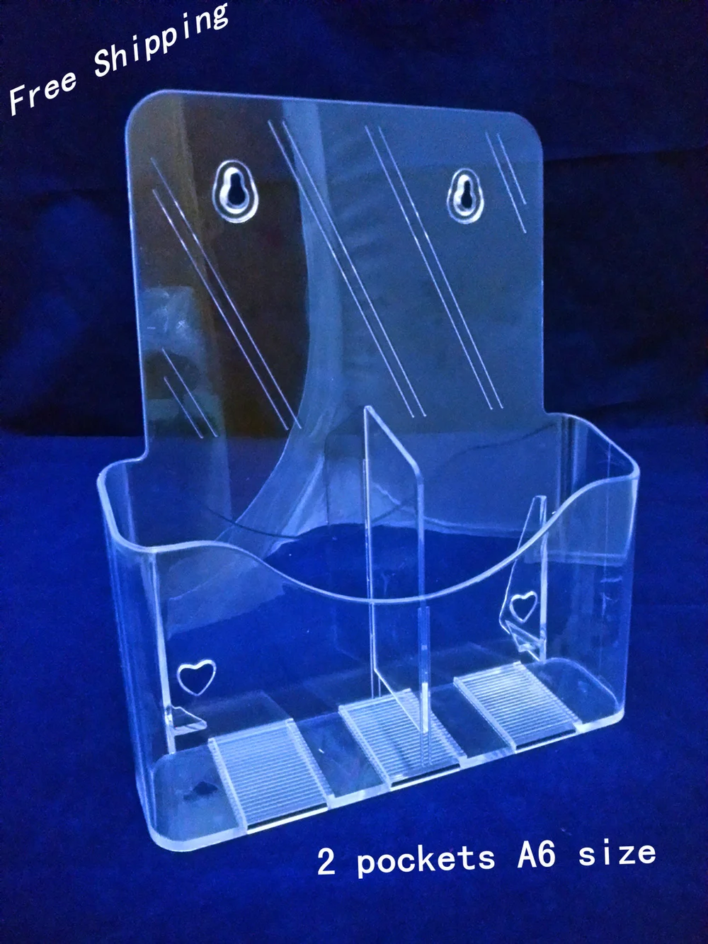 

2pcs Clear A6 Two Pockets Plastic Brochure Literature Display Holder Racks Stand To Insert Leaflet On Desktop