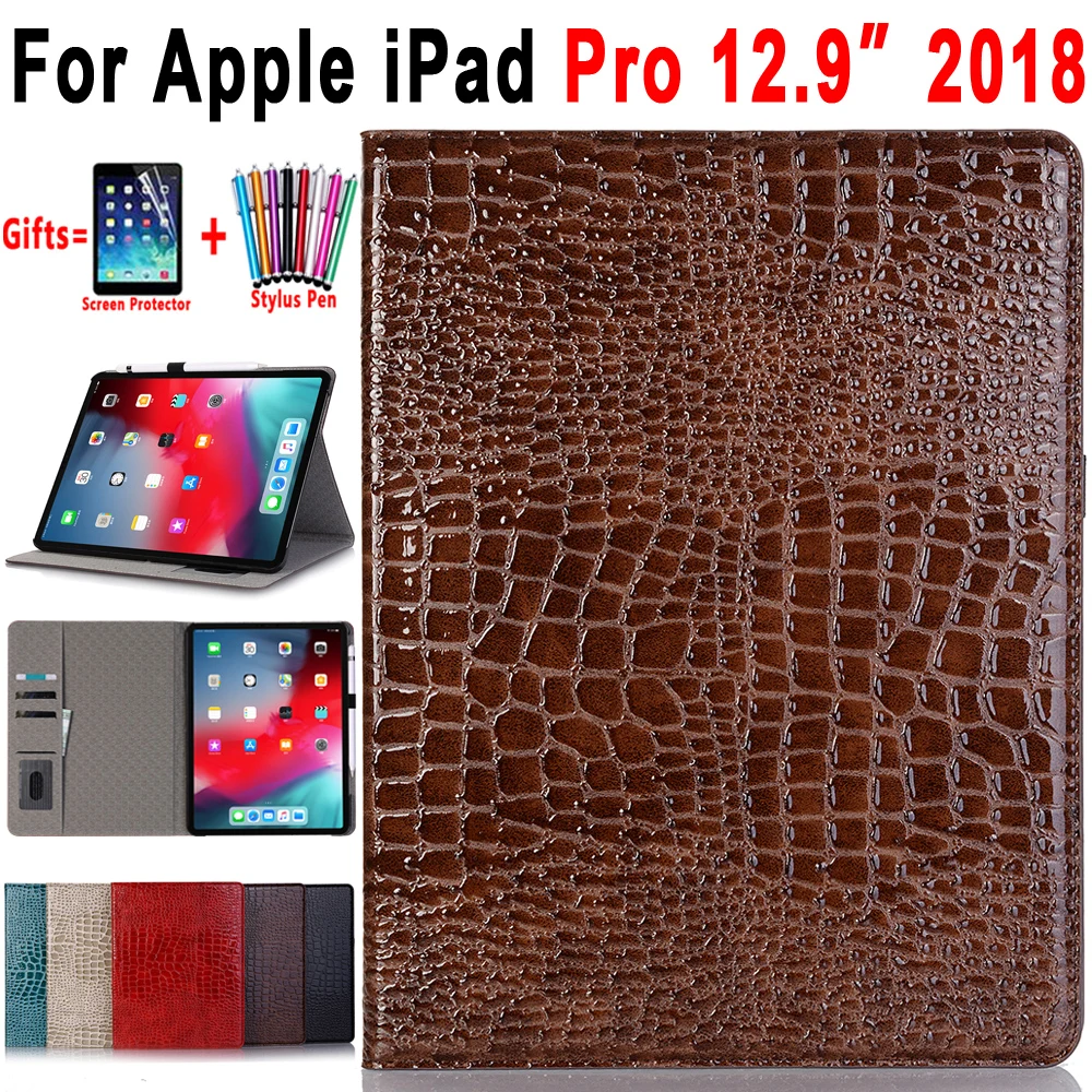 Чехол для Apple iPad Pro 12,9 12," Чехол премиум-класса из кожи с узором «крокодиловая кожа» умный чехол для сна+ держатель для карандашей