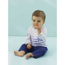 Новое поступление, удобный костюм для маленьких мальчиков, комплект из 2 предметов: хлопковая футболка в полоску+ синие штаны, Высококачественная детская одежда