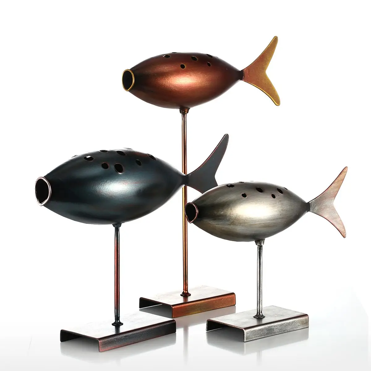 

Tooarts Submarine Fish 3 Style Metal Sculpture Cool Sculpture Fish Modern Artwork Home Decoration
