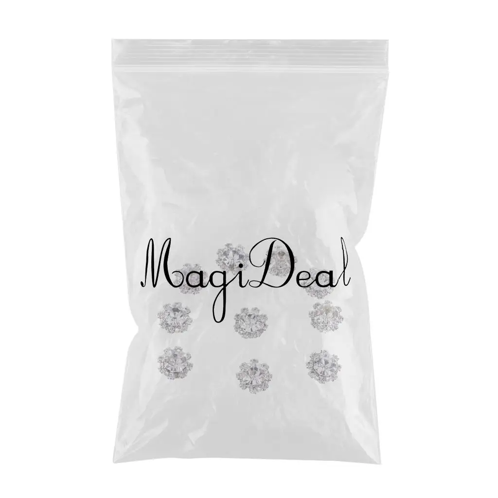 Phenovo 10pcs Flower Shape Acrylic Rhinestone Buttons Jewerly Making Findings 12mm
