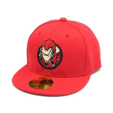 Cartoon embroidery hat Iron Man logo cap children hip hop Boy girl Snapback hats summer visor children baseball caps iron man baseball cap hat