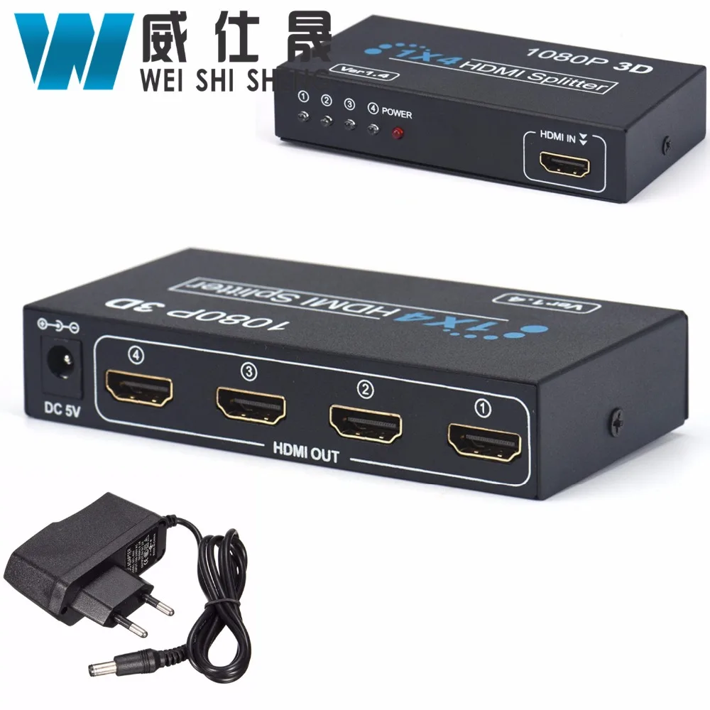1 In 4 OUT HDMI 1.4 Splitter 1X4 HD 1080P 3D 4X2K UHD Duplicator Amplifier Switch hdmi Splitter 1x4 for PC HDTV BOX PS3 DVD