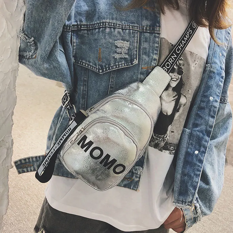 

Hot 1PC Stylish Women Waist Bag PU MOMO Printed Solid Color Chest Bag for Outdoor Sport BVN66
