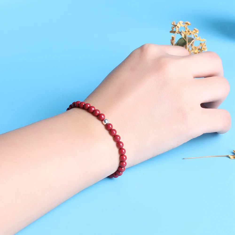 Chenshi Zhusha Bracelet Female Crystal Sand 4mm Beads Beads Bracelets Evil Desperate Years Transit Red Rope Hand Ornaments