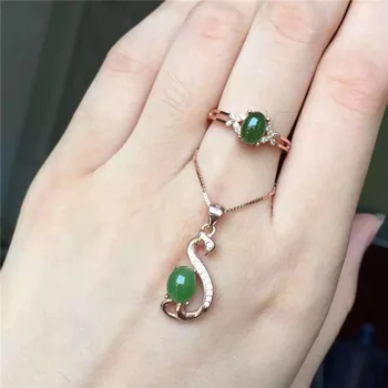 

Natural jade set inlaid jewelry wholesale S925 silver free postage