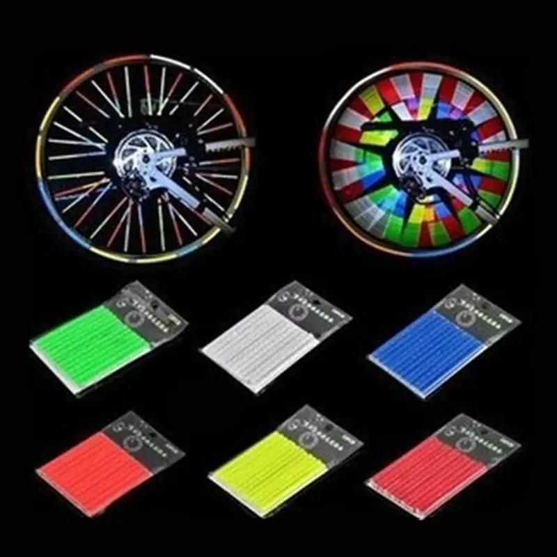 

36pcs Reflective Sticker Bike Bicycle Wheel Spokes Reflective Sticker Tube Warning Safety Light DIY Cycling Reflector Tubes