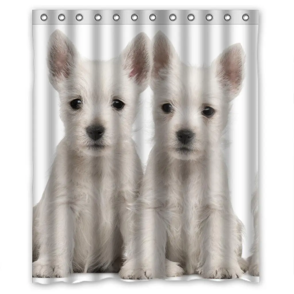 Cute Lovely White Dog Personalized Fabric Shower Curtain 60(W)X72(H
