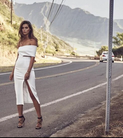 

Brand New Fashion Sexy Off the Shoulder Mid-calf White Black Bandage Dress 2016 Ladies Designer Rayon Bandage Dress