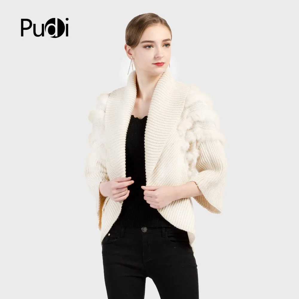 

CT7020 Knitted vest sleeveless garment underwaist sleeveless sweater gilet with real rabbit fur black