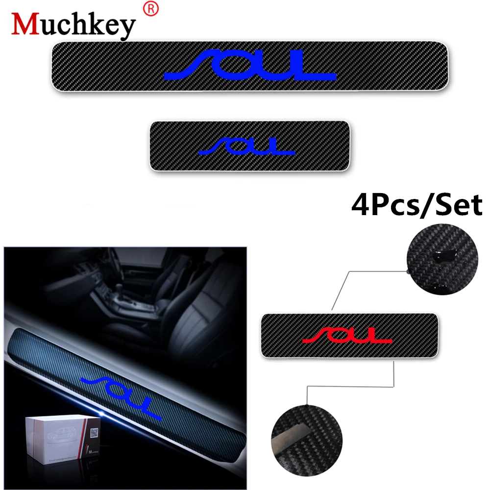 4PCS 4D Carbon Fiber Vinyl Sticker For KIA SOUL Car Door Sill Scuff Plate Parts Accessories car Decoration stickers and decals 4PCS 4D Carbon Fiber Vinyl Sticker For KIA SOUL Car Door Sill Scuff Plate Parts Accessories car Decoration stickers and decals