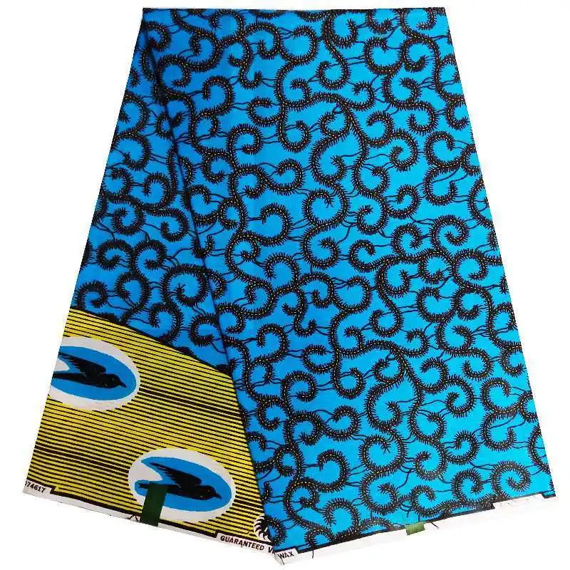 Горячая настоящая Ява хлопчатобумажная восковая ткань синяя птица цветной узор африканская восковая печать ткань нигерийская пейнская восковая Ткань для шитья
