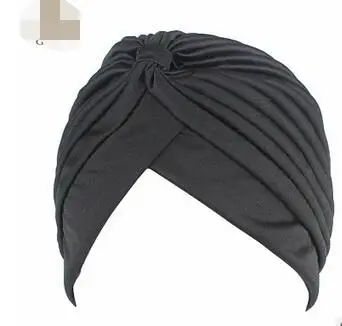 

1pcs/lot Women Holiday Cap Solid color Muslim Turban Cap Women Elastic Stretchy Beanies Hat muslim pleated cap