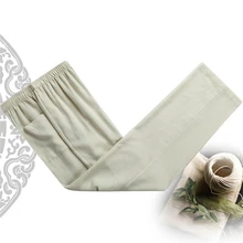 Мужские летние брюки в китайском стиле, черные, белые, бежевые, традиционные мужские брюки кунг-фу, мужские брюки Тай-Чи, L, XL, XXL, XXXL, размер