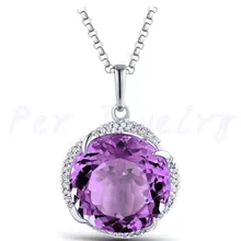 Ювелирные изделия натуральный настоящий Аметист Круглая Подвеска 5ct драгоценный камень серебро 925 пробы хорошее ювелирное изделие J9010702