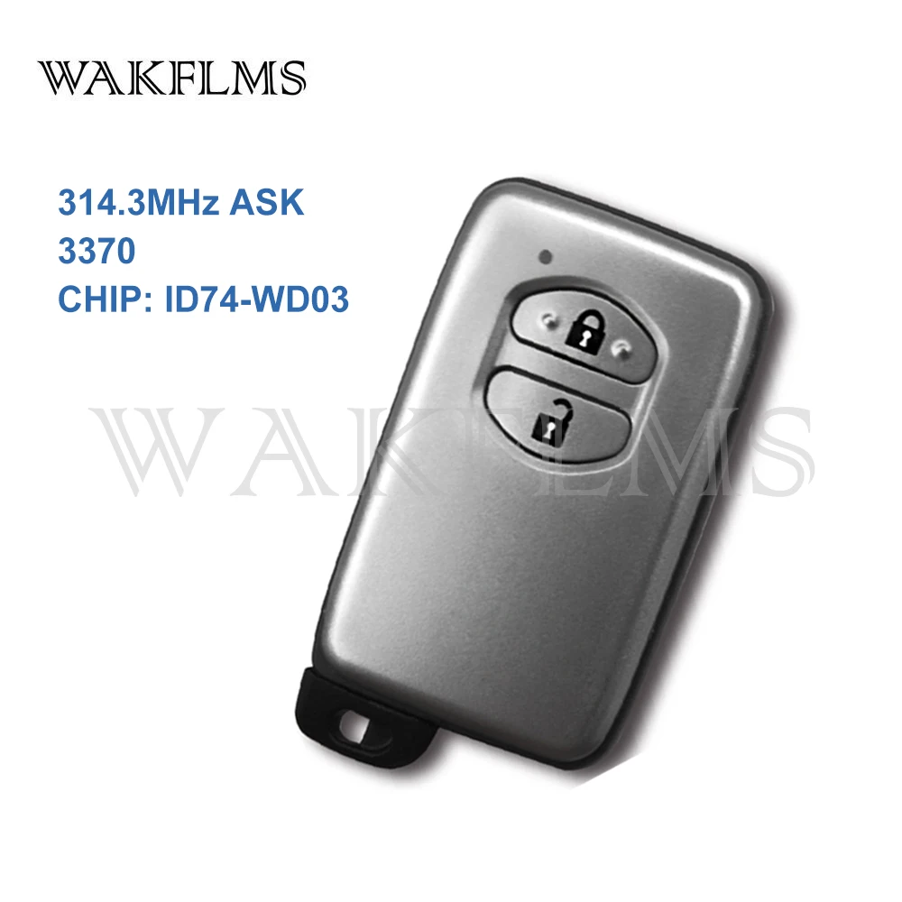 2 Buttons Sliver 314.3MHz ASK 3370 Board ID74-WD03 Smart Remote Key For Toyota Austrilia Prado GRJ150, KDJ150 - GX, VX 200