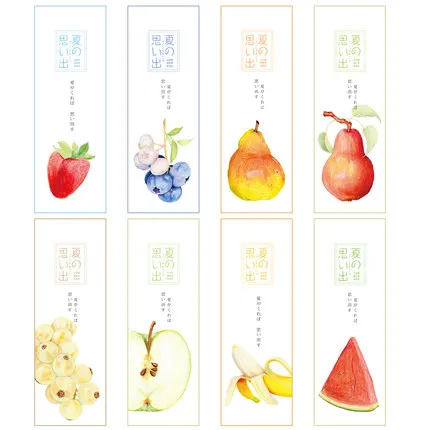 JIANWU 20pcs Van Gogh's Monet paper creative bookmark bookmark a small school gift card - Цвет: Fruits 20pcs