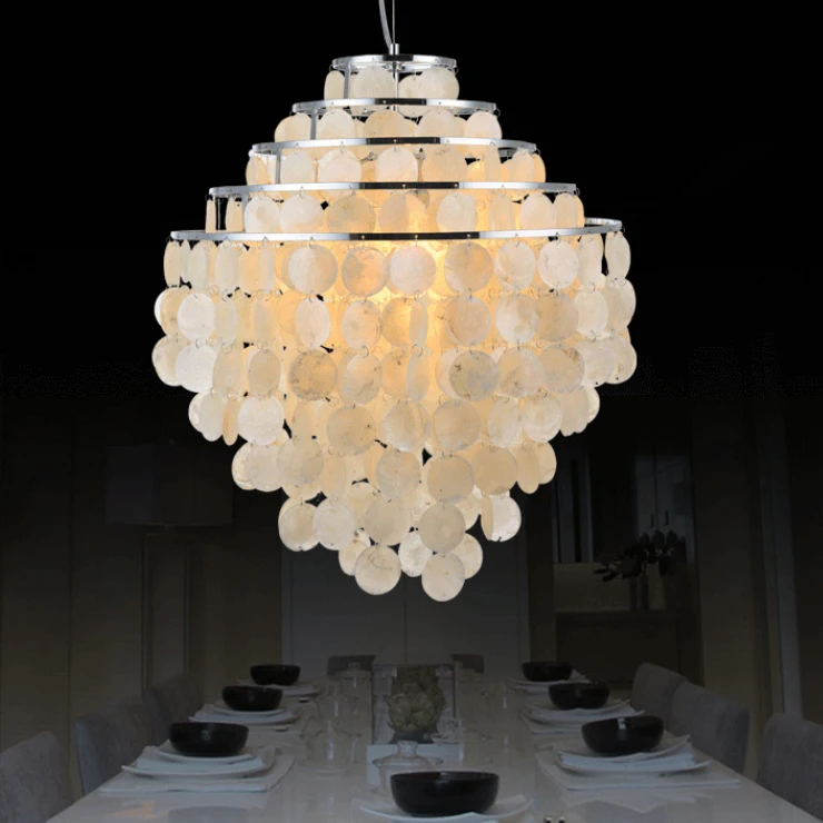 nordic pastoral seashell pendant lights fixture 5 circles natural