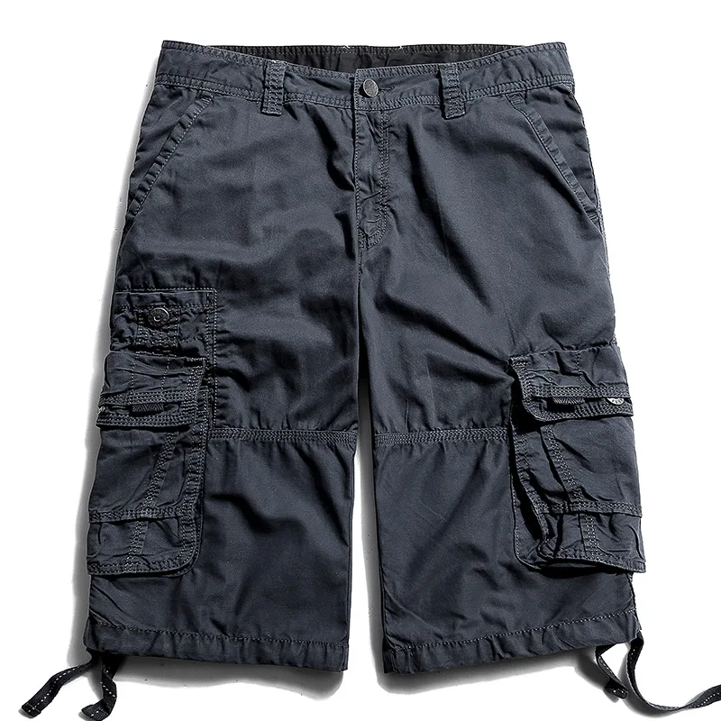 Летние высококачественные Хлопковые Бриджи мужские повседневные тонкие шорты милитари мужские s - Цвет: Carbon gray