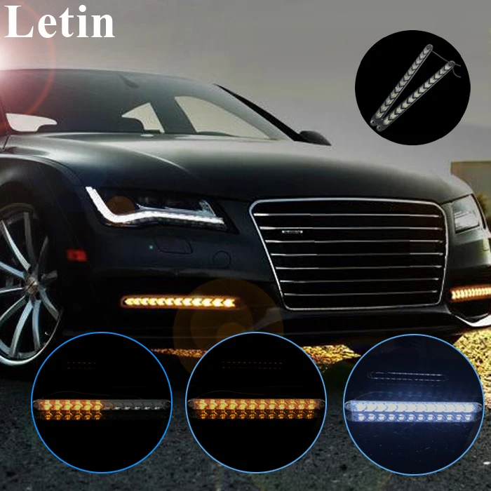 

Letin Car Styling Arrow LED Daytime Running Light DRL Dynamic Flowing sequential White+ Amber Turn Signal