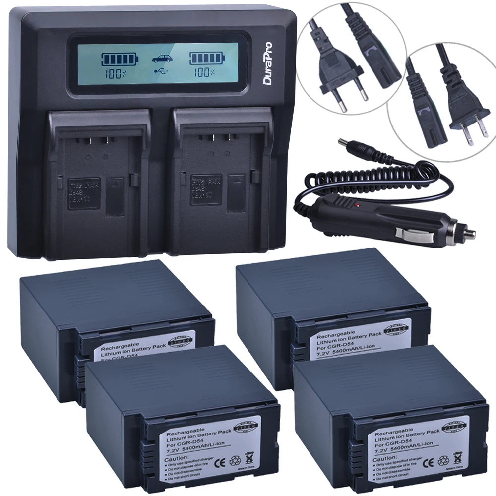 4X5400 мА · ч CGA D54 D54S аккумулятор + сверхбыстрое двойное зарядное устройство с ЖК