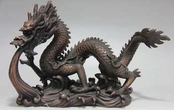 

Royal Pure Red Bronze Feng Shui Zodiac Lucky Auspicious Dragon Play Water Statue