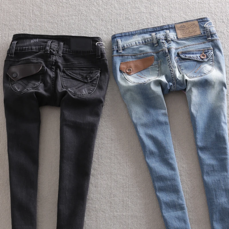 

Wholesale&free ship~~%% 2013 autumn back patchwork butt-lifting slim pencil jeans female