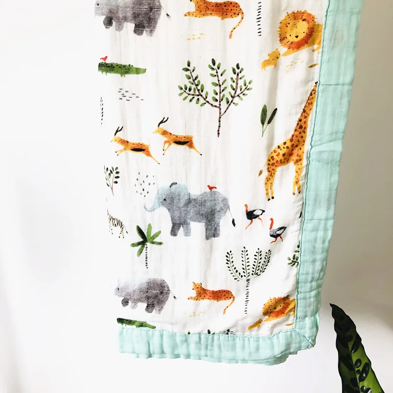 panda muslin quilt four layer bamboo baby muslin blanket Muslin Tree swaddle better than Aden Anais Baby/Blanket Infant Wrap - Цвет: zm new animal