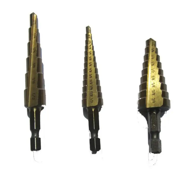 3 Pcs/set Step Cone Drill Titanium Metal Bit Cutting Tools Bits Drills