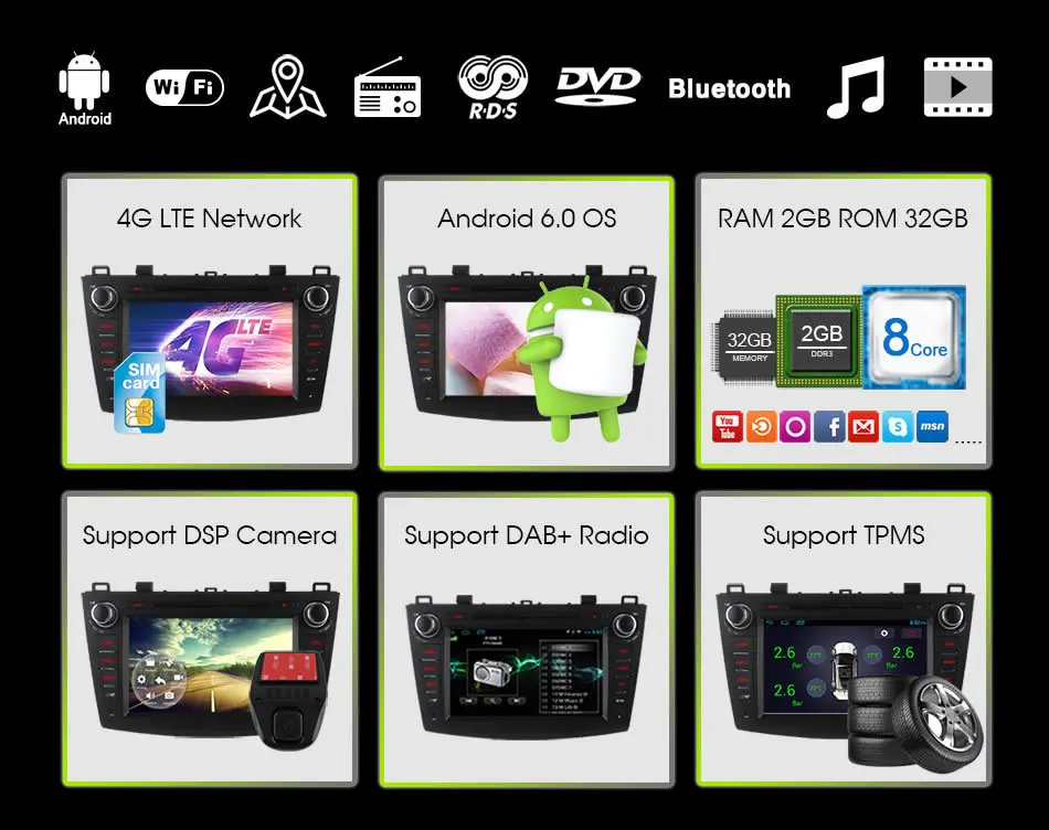 Top Ownice C500 Octa 8 Core Android 6.0 Car DVD player For Mazda 3 2008-2013 WIFI Radio GPS Navi OBD DVR 2GB RAM 32GB ROM Support 4G 7