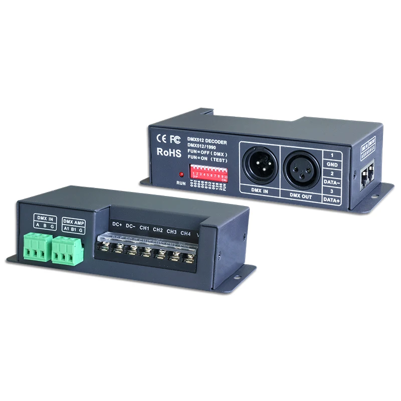 Новый 4 канальный светодиодный DMX512 декодер DMX-PWM DC5-24V Вход 6A * 4CH Выход 24A Max RGBW полосы