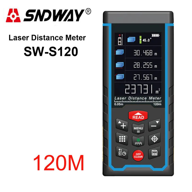 

SNDWAY SW-S120 Rechargeable 120m Color Display High-Precision Laser Rangefinder Distance Meter Laser Tape Measure Diastimeter