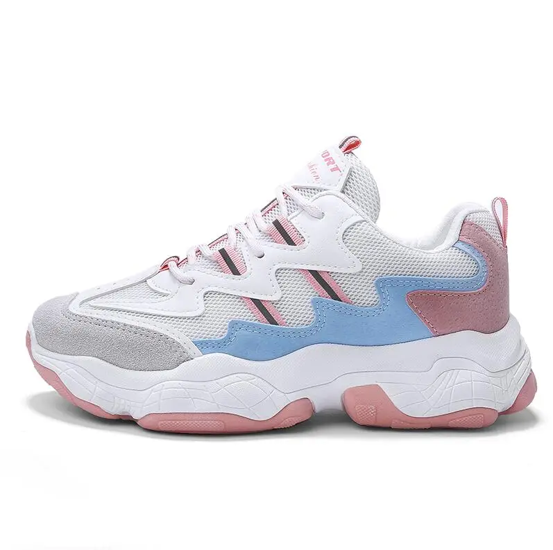Женские кроссовки; модная спортивная обувь на плоской платформе для прогулок; Basket Femme Dad; повседневные кроссовки; цвет розовый; Tenis; женская обувь - Цвет: PINK